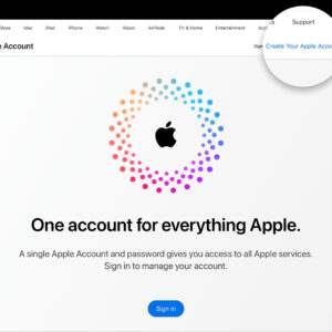 Web screen showing the link for Create your Apple Account