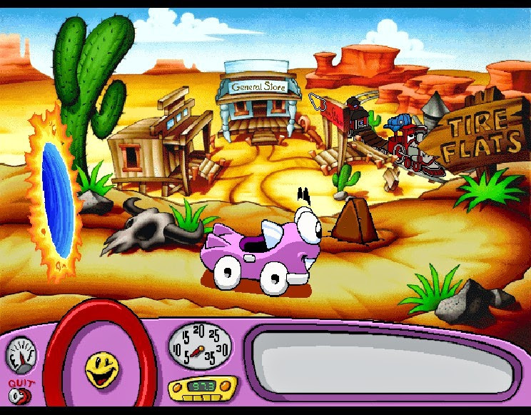 Hình ảnh Putt-Putt gặp khủng long bạo chúa trong thời tiền sử