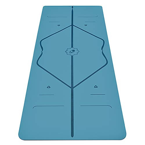 Liforme Travel Yoga Mat – Free Yoga Bag included - Patented Alignment System, Warrior-like Grip, Non-slip, Eco-friendly and Biodegradable, Ultra-lightweight, Sweat resistant, Long, Wide and Thick - Blue