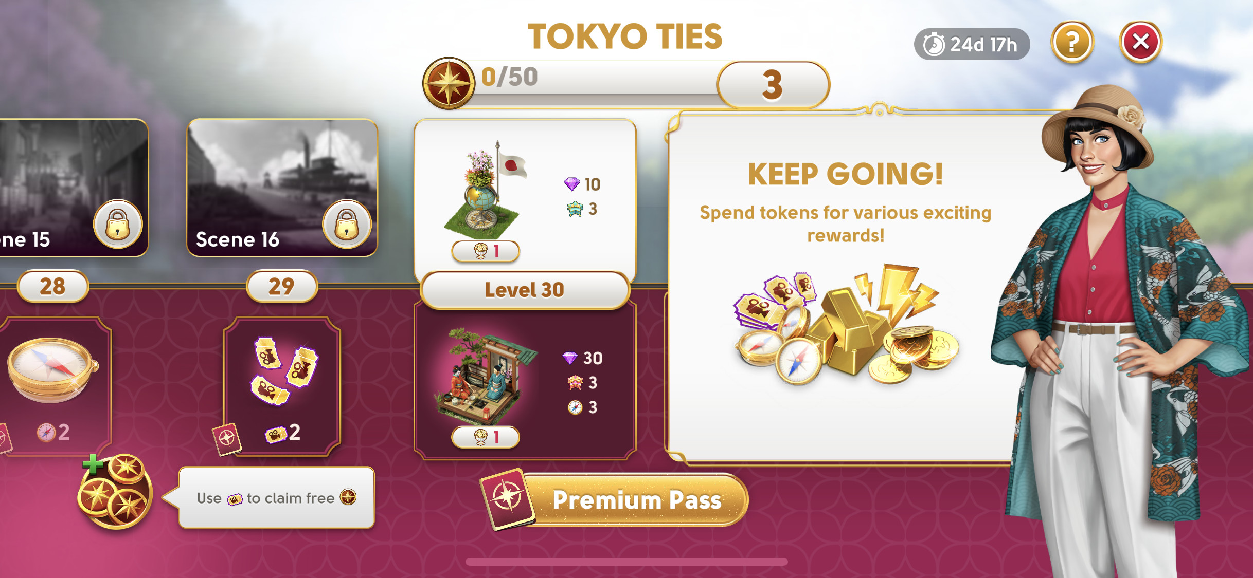 Phần thưởng ngẫu nhiên khi sử dụng Travel Tokens trong June's Journey