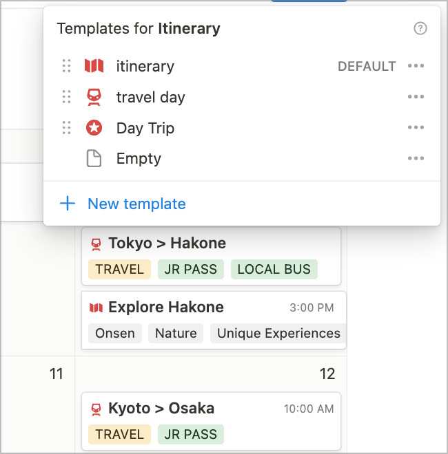Notion Itinerary Tagging System