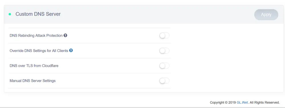 Travel Router GL.iNet AR300M Custom DNS Server Settings