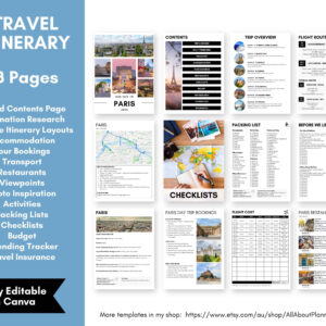 Mẫu travel itinerary Canva