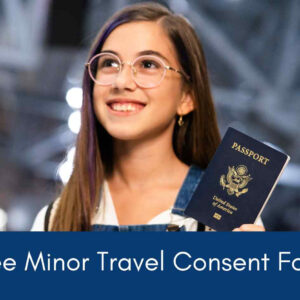 female child holding a passport