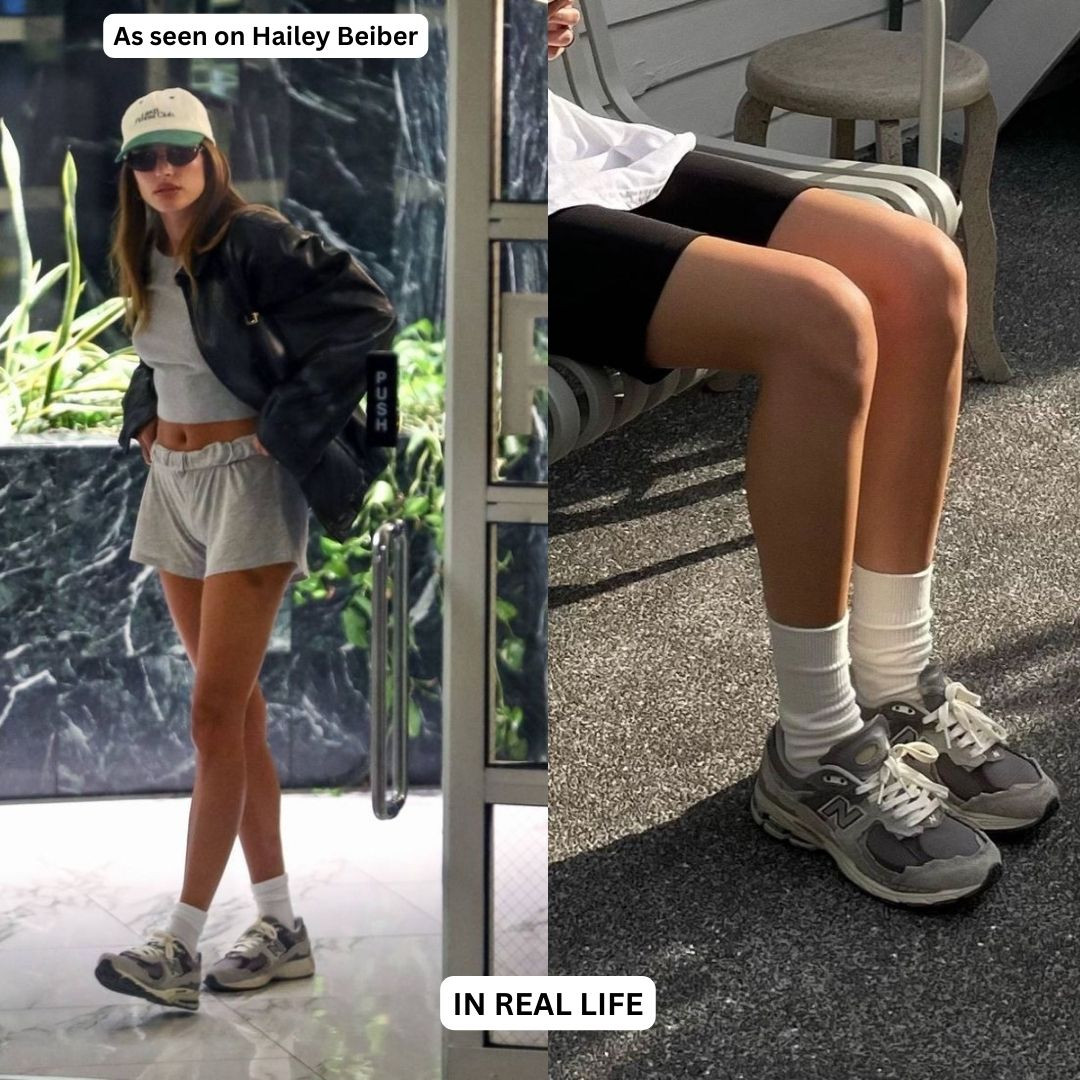 Hailey Bieber đi giày New Balance 2002R sneaker cho chuyến du lịch thoải mái và phong cách