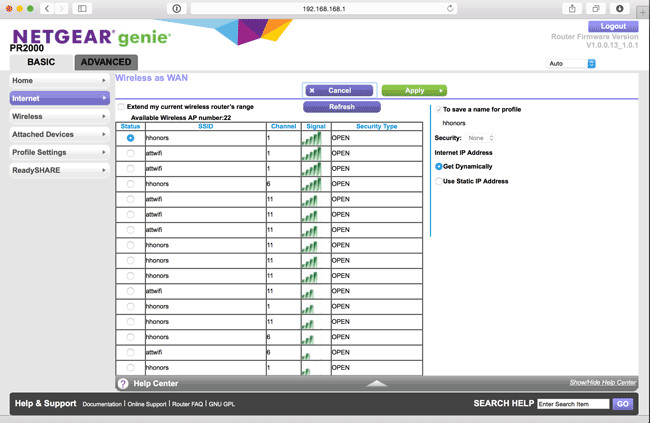 Netgear Wifi Page