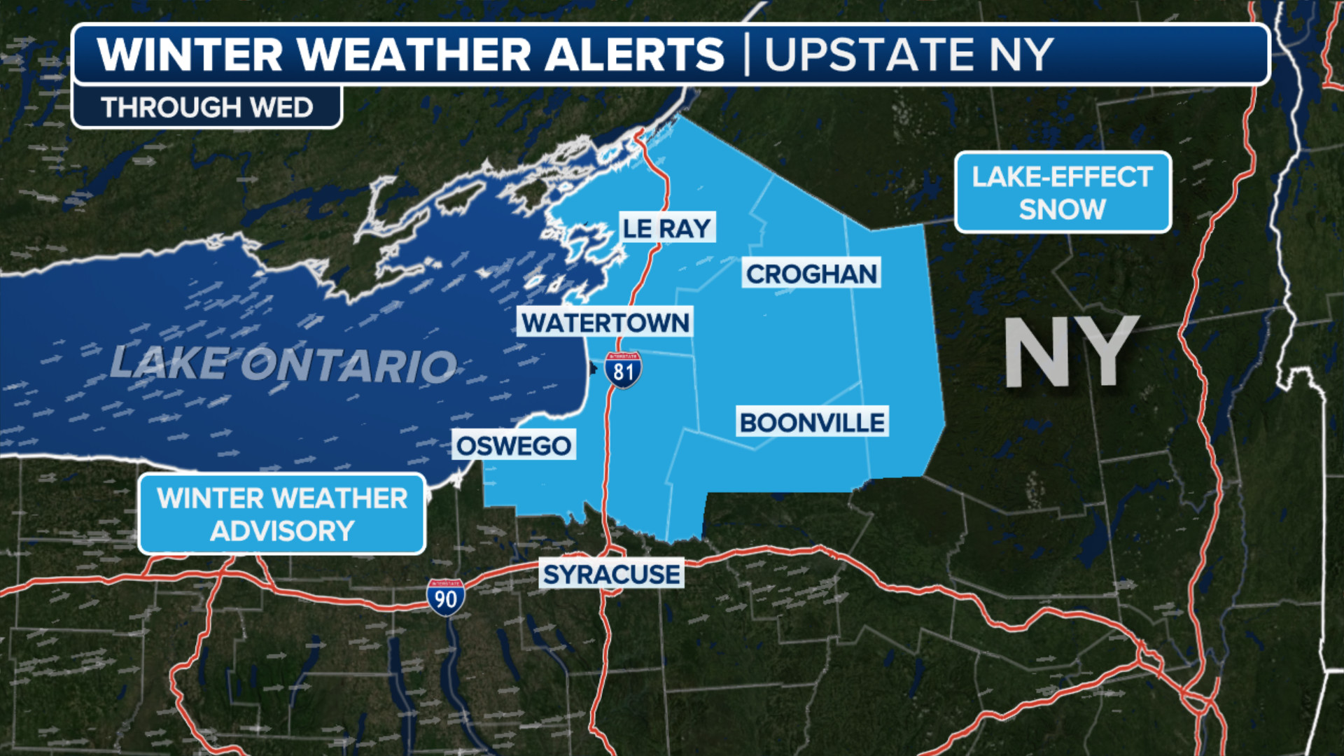 This graphic shows the winter weather alerts in effect in the Northeast.**(FOX Weather)**