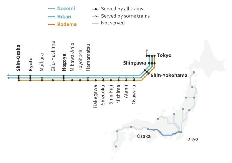 Bản đồ tuyến Tokaido Shinkansen