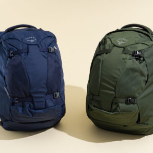 The Osprey Fairview 55 and the Osprey Farpoint 55 travel backpacks.