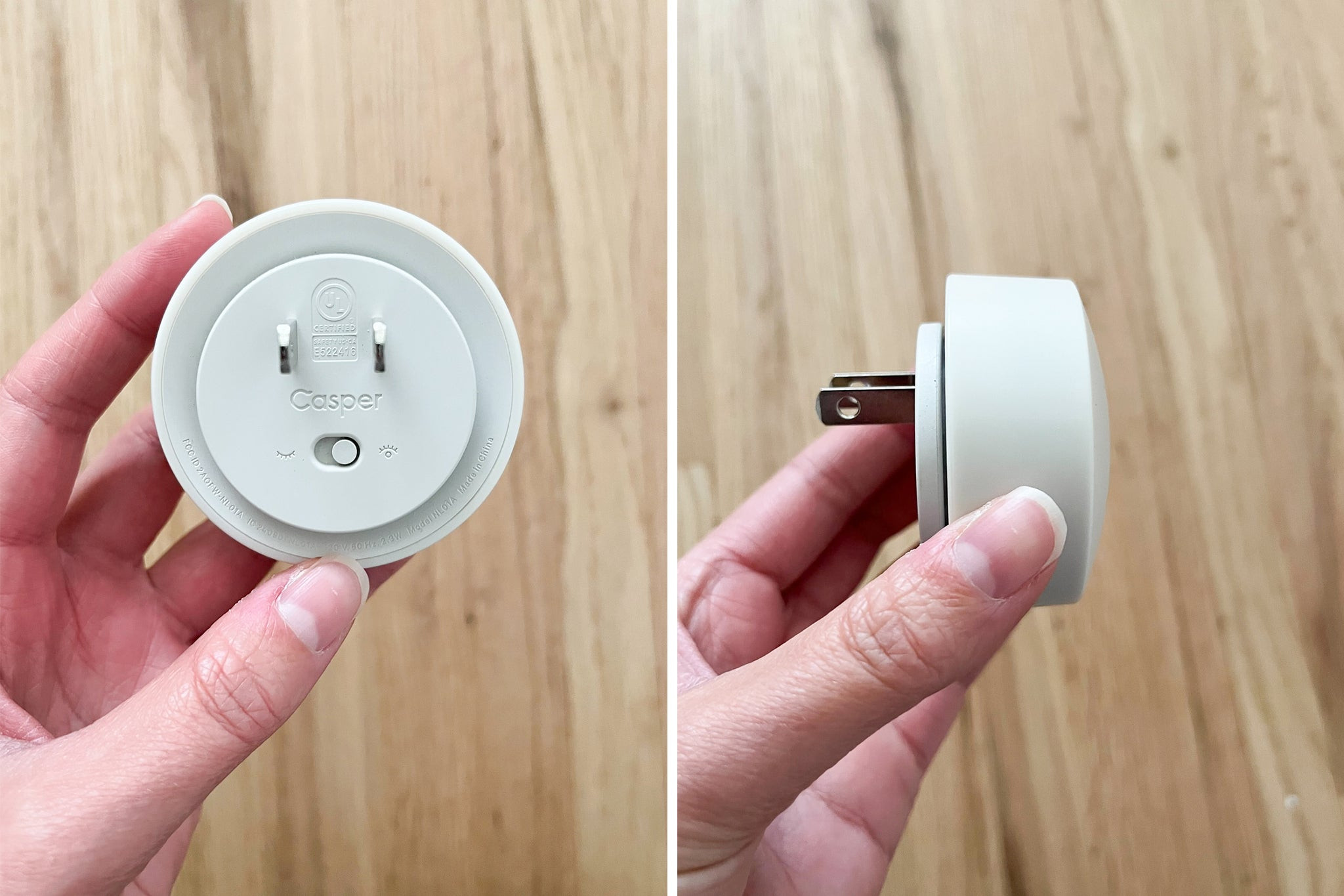 Ảnh chụp đèn ngủ du lịch Casper Glow Nightlight với hai chế độ khác nhau: Sleep Mode và Night Owl Mode